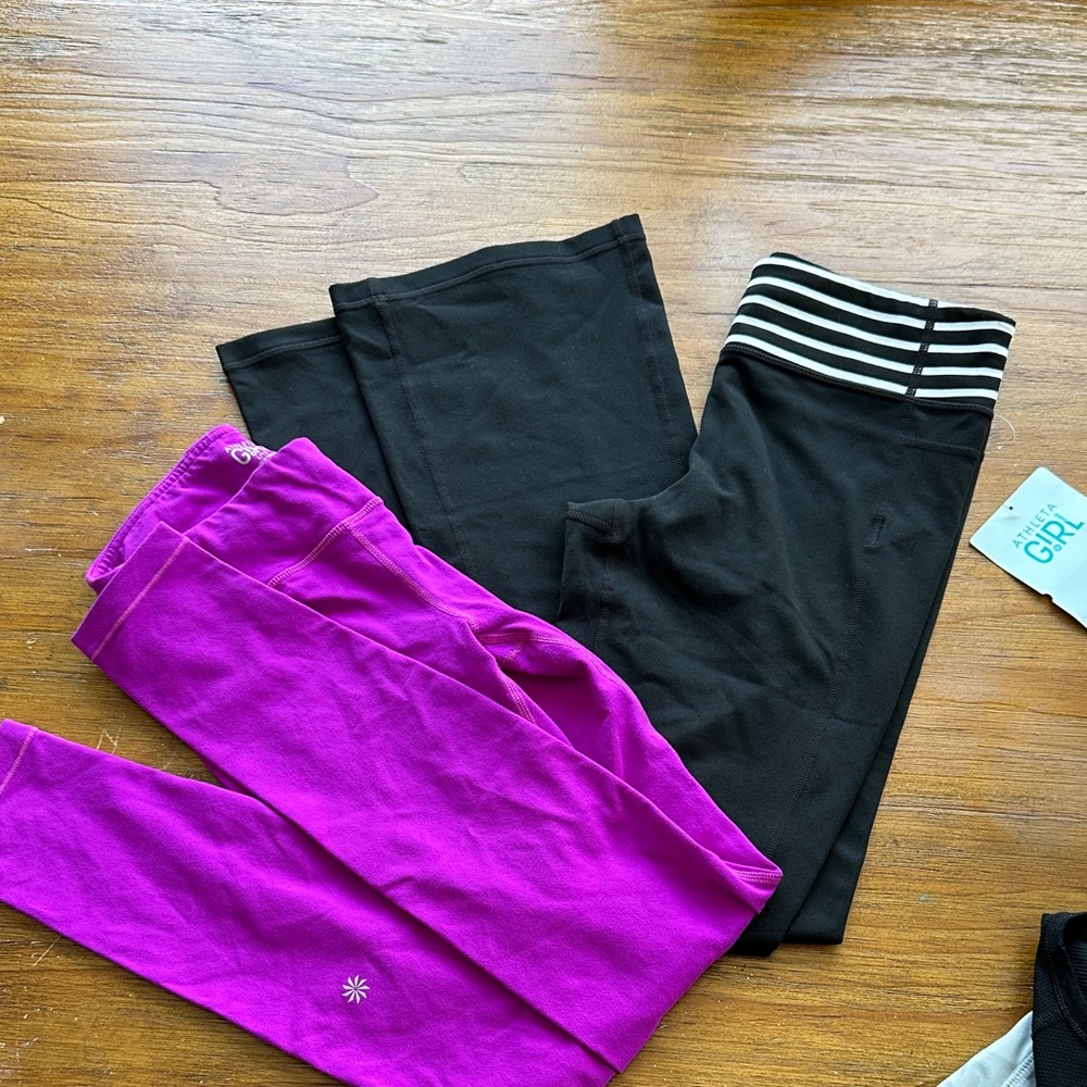Athleta Black and Purple Kids Leggings Set size L 12